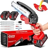CEEPUY 2x4000mAh Mini Motosierra Batería, 6 Pulgadas, sierra electrica podar arboles 880W Eléctrica