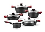 BRA Premiere Batería de Cocina 5 Piezas en Aluminio Fundido Antiadherente, Incluye Asas Desmontables