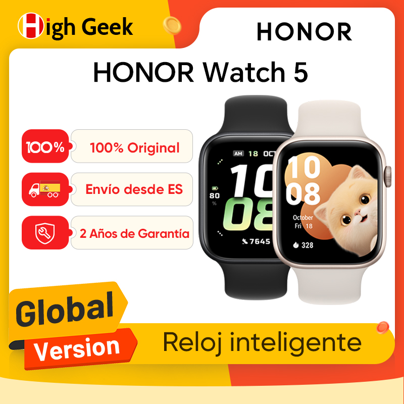 HONOR Watch 5 con GPS preciso, Escaneo rápido de salud, Pantalla de 1,85", Batería de 15 días, IP68