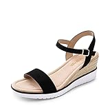 DREAM PAIRS Sandalia Vestir Cómodo para Mujer Tacón Cuña Zapatos de Tacón Clásicos de Punta Redonda
