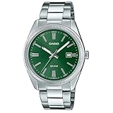 Casio Reloj Cuarzo Unisex 39.00mm con dial Analógico Verde y Correa de Pulsera de Metal