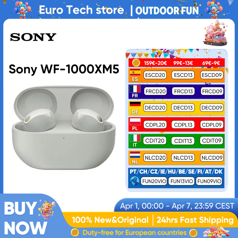SONY WF-1000XM5 con Bluetooth, cancelación de ruido, batería de 24 horas, Conexión multipunto