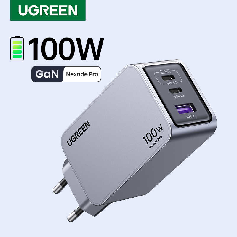 Cargador UGREEN 100W GaN USB C con Carga Rápida QC4.0 y 3.0 para Móvil, Laptop, Tablet