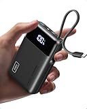 INIU Pequeño Power Bank, 45W Carga Rapida 20000mAh Batería Externa con Cable USB-C Integrado
