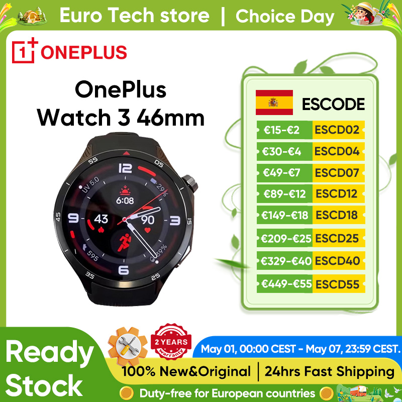 OnePlus Watch 3 Wear OS con Pantalla LTPO A0MOLED de 1,5 5 días de batería Control de salud GPS