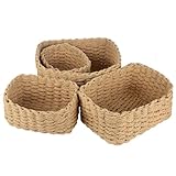 Otauoaea Cesto de Almacenaje de Mimbre, Set de 4 Rectangulares Cestas de Almacenamiento