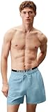 Calvin Klein Bañador Hombre Medium Double con Logotipo en la Cintura, Azul