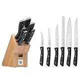 WMF Profi Select - Juego de 6 Cuchillos con Soporte de Madera, Hoja de Acero Templado
