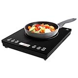 Cecotec Placa de Inducción Portátil 1 Fuego Full Magma Slim. 2000W de Potencia en 8 Niveles