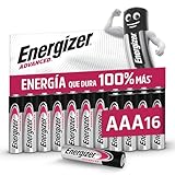 Energizer Advanced Pilas AAA (Paquete de 16) 1,5V Baterías Alcalinas de Larga Duración Alta Potencia