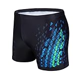 AMZSPORT Bañador de Hombre Secado Rápido Bañadores Boxer con Cordón, Negro