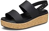 Crocs Brooklyn Cork Low Wedge, Sandalias Mujer, Negro