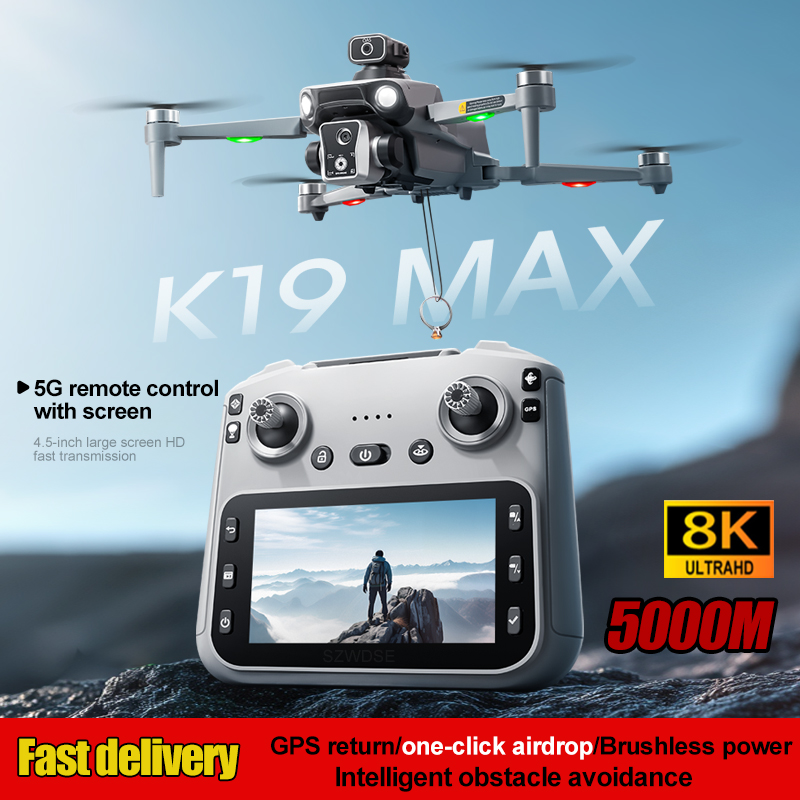 Dron GPS K19 Max 360 °   Dron con Dispositivo de Lanzamiento Aéreo 5G, Evitación de Obstáculos