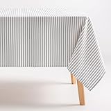 GAMUSI Mantel Antimanchas Rectangular Tela algodón Impermeable Rayas Gris, 160x180 cm