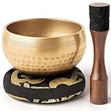 Silent Mind Cuenco Tibetano Hecho a Mano con Mazo y Cojín - Sonido puro para meditación y relajación