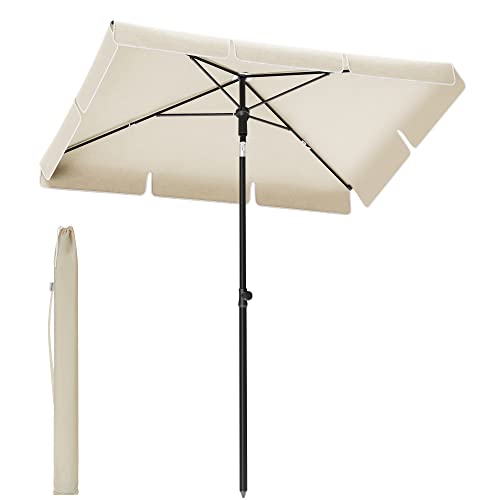Sombrilla de Terraza 180 x 125 cm, UPF 50+, Inclinación Bidireccional de 30°, Altura Ajustable