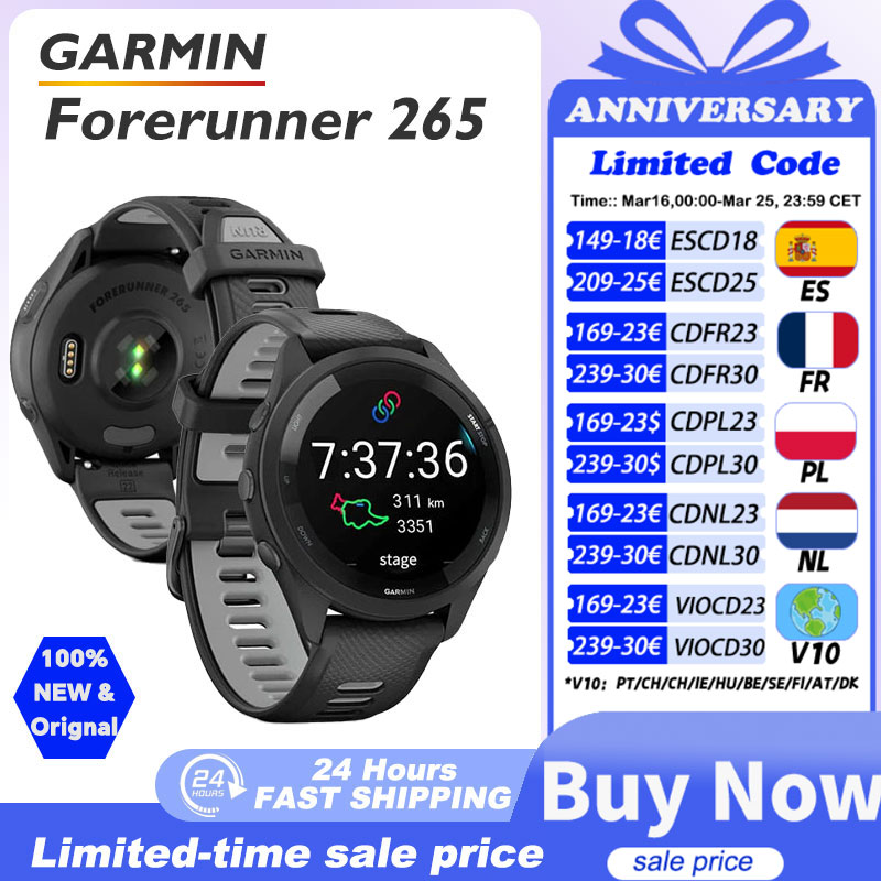 Garmin Forerunner 265 con GPS, Frecuencia cardíaca y oxígeno