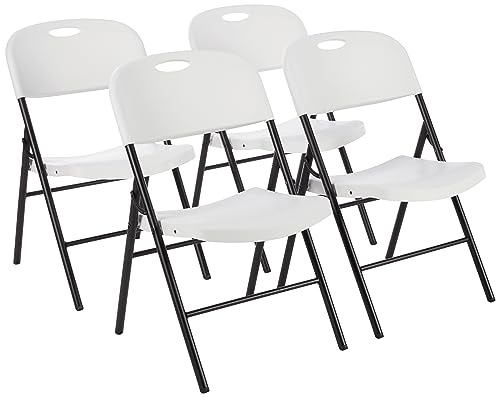 Amazon Basics Juego de 4 sillas plegables de plástico y metal para interiores y exteriores