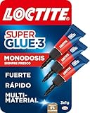 Loctite Super Glue-3 Monodosis Transparente 3x1g - Pegamento Instantáneo Universal, Fuerte y Rápido