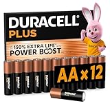 DURACELL Plus Pilas AA (Paquete de 12) – Pilas alcalinas 1,5 V – Hasta un 150 % de duración extra