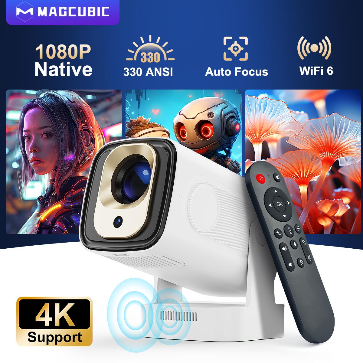 Proyector Magcubic HY310 Enfoque Automático, 4K Nativo, 1080P, 330ANSI, Android 11, Altavoz de 5W