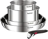 Tefal Ingenio Emotion - Juego de 2 Sartenes 24/28 cm + 2 Cazos 16/20 cm + Mango extraíble, Apto