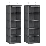 SONGMICS Organizador Armario, Juego de 2, Bolsa Colgante de Armario, Plegable, Ahorro de Espacio