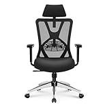 Silla de oficina ergonómica Ticova con respaldo alto, soporte lumbar ajustable, reposacabezas