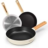 La Moustache - Set de Sartenes de 20/24/28 cm【Ebook +40 Recetas】con Antiadherente, sin PFOA/PFOS