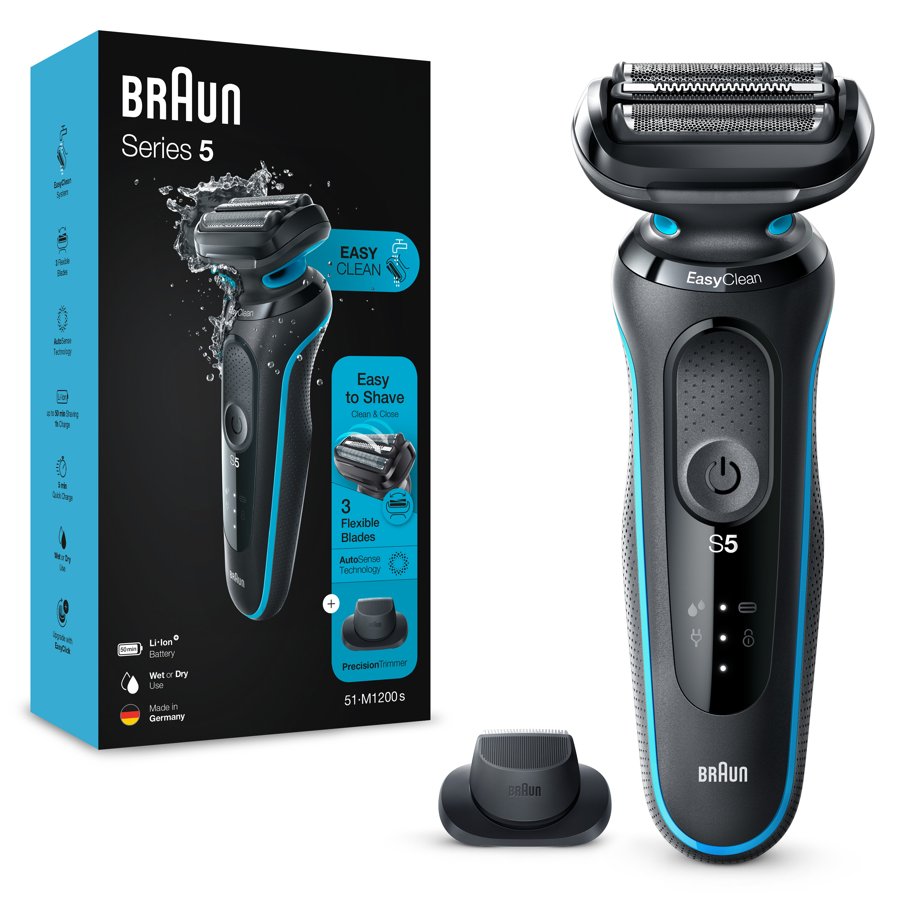 Braun Series 5 - Afeitadora eléctrica para hombre con recortadora de precisión EasyClick y EasyClean