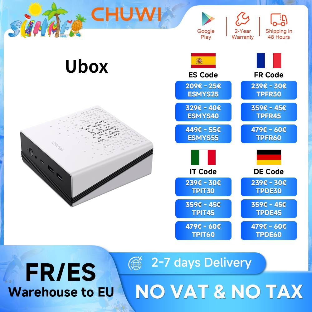 Mini PC CHUWI UBox AMD Ryzen 5 6600H 16GB DDR5 512GB SSD Windows 11 Pro 4K 144Hz Decording WiFi 6