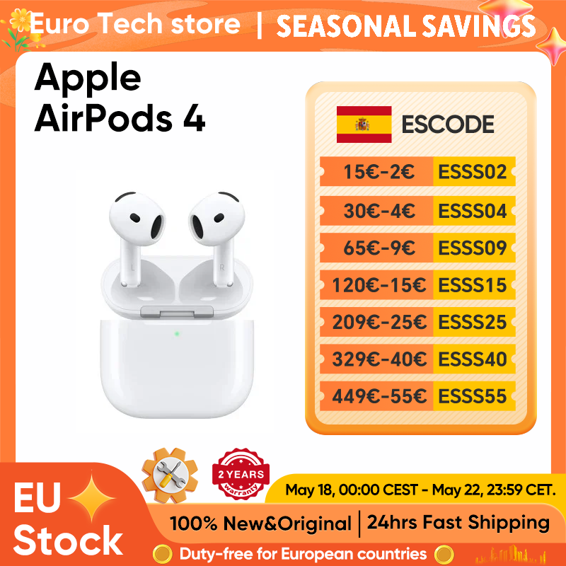 Audífonos Inalámbricos Bluetooth Apple AirPods 4 Originales con Cancelación Activa de Ruido