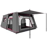Outsunny Tienda de Campaña Familiar para 4 Personas Tipo Túnel con 2 Habitaciones Porche Impermeable