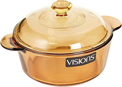 Visions - Olla de Vidrio Pyroceram, Modelo Versa, con Tapa de Vidrio y Tapa de plástico
