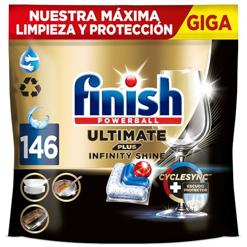 Finish Ultimate Plus Infinity Shine, Pastillas para el Lavavajillas, limpieza y brillo
