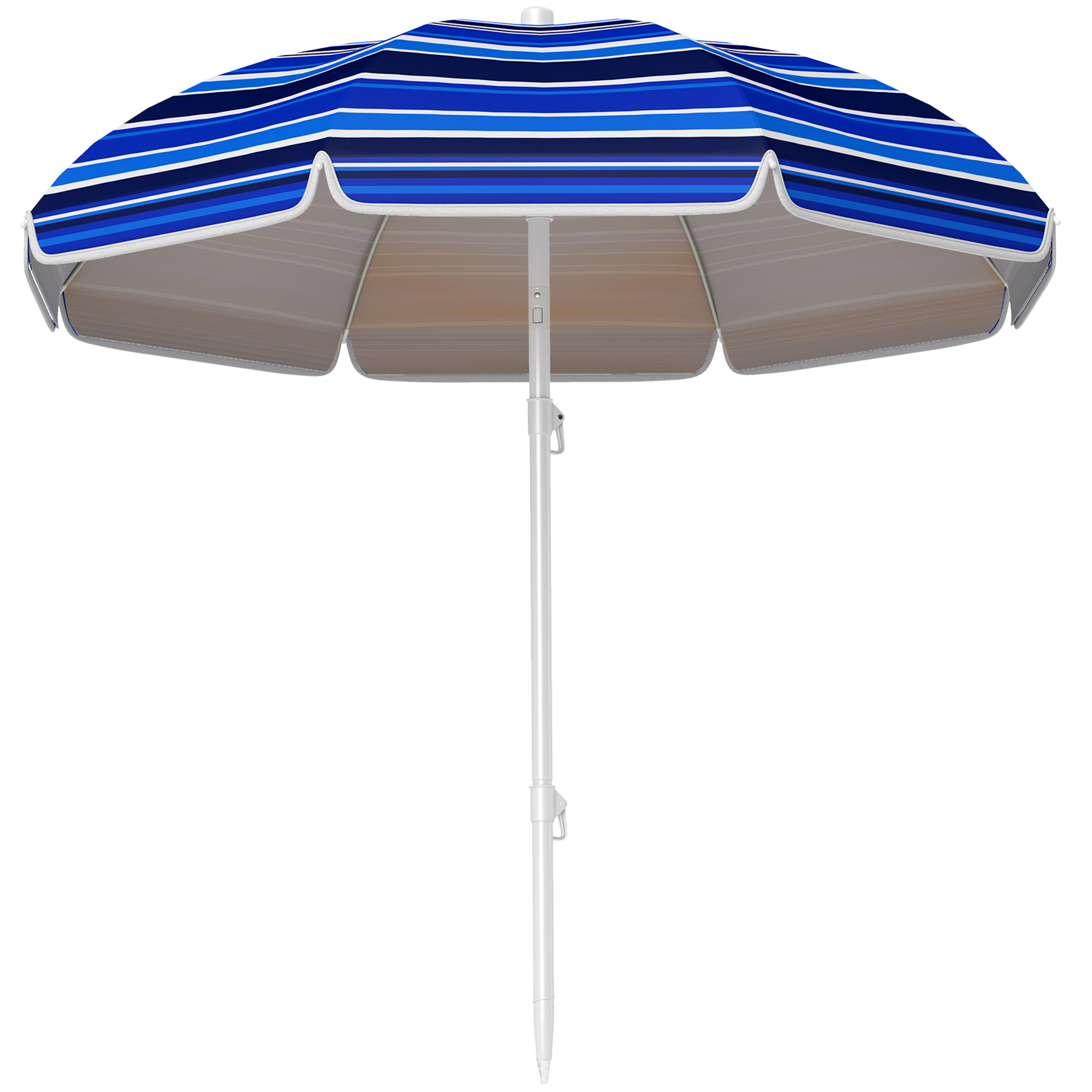 Outsunny Sombrilla de Playa Grande Ø180 cm con Ángulo Ajustable Protección UV50+