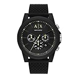 Armani Exchange Reloj Hombre, Movimiento Cuarzo cronógrafo y Caja 44mm con Correa Silicona