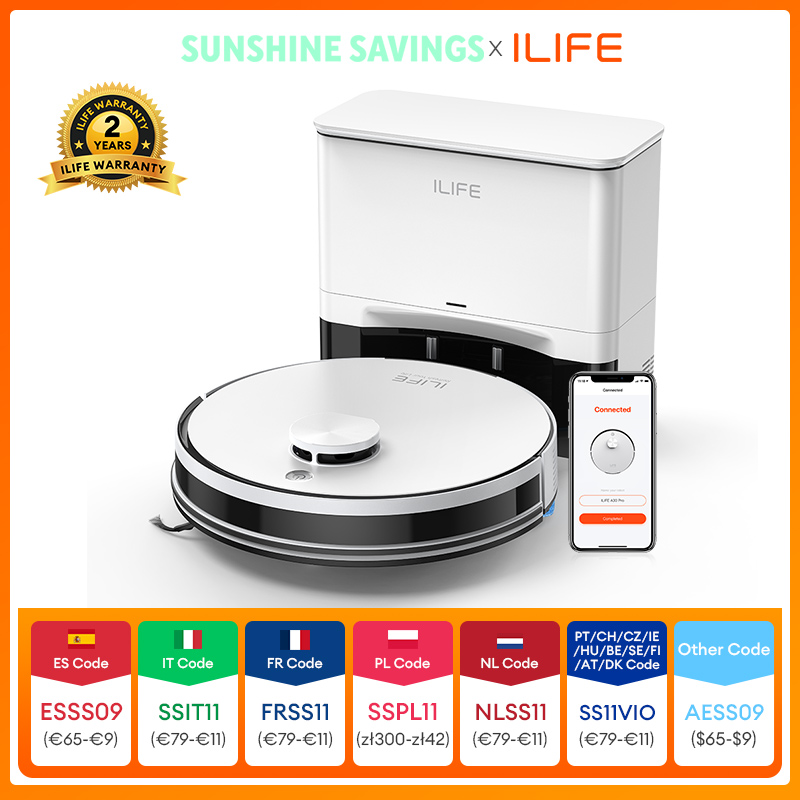 ILIFE A30 PRO, Robot Aspiradora con 5000Pa, Autovaciado, Capacidad para 60 Días, Control por App