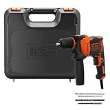 BLACK+DECKER 710W Taladro percutor con cable de alto rendimiento, 0-2800 RPM, con 4 brocas y caja