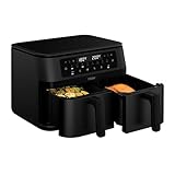 Haier Freidora de Aire Doble Cajón 11L, 8 en 1: Freír con Aire, Grill, Asar, Hornear, Deshidratar