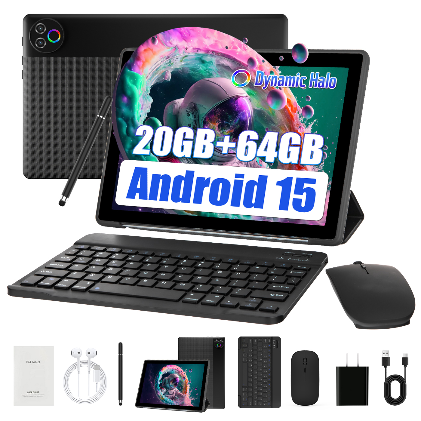 Tablet URAO de 10.1", Android 15, 20GB de RAM, 64GB de ROM, Pantalla IPS, WiFi 6, Widevine L1
