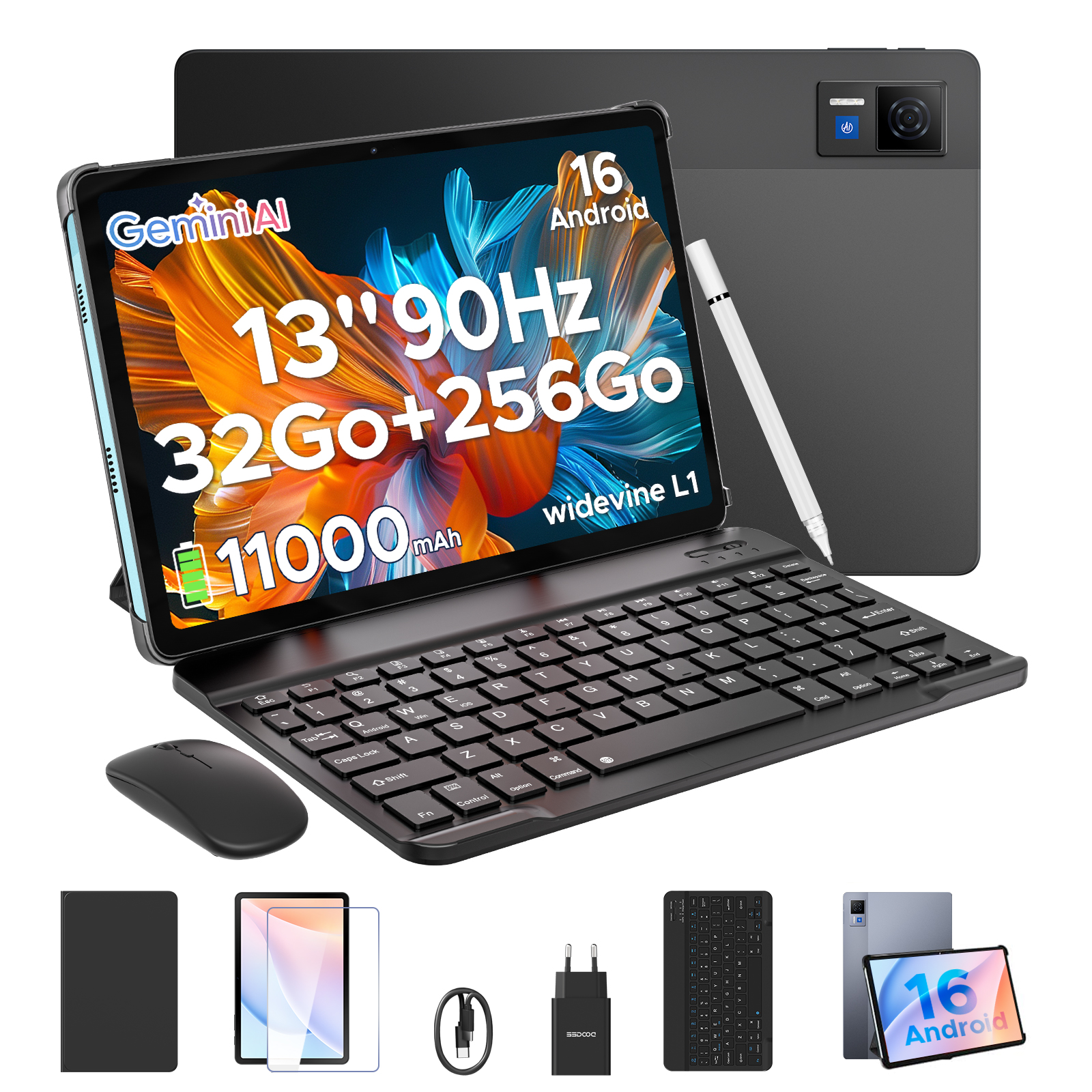 DOOGEE U13 2 en 1, Android 16, Pantalla de 13'', 32 GB, 256 GB, Batería 11000 mAh, Widevine L1