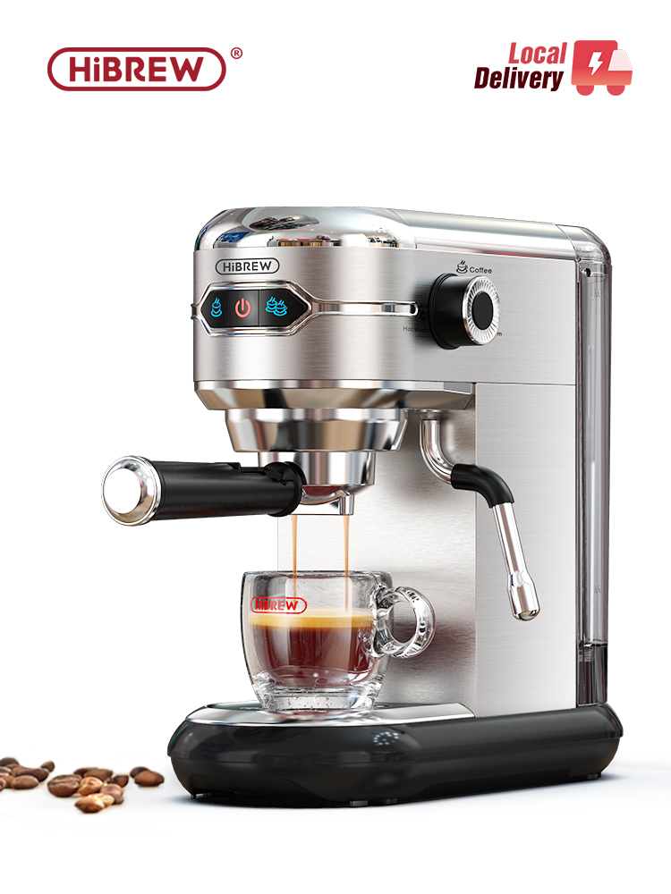 Cafetera HiBREW 20 Bar Inox semiautomática súper delgada ESE POD y polvo Espresso capuchino