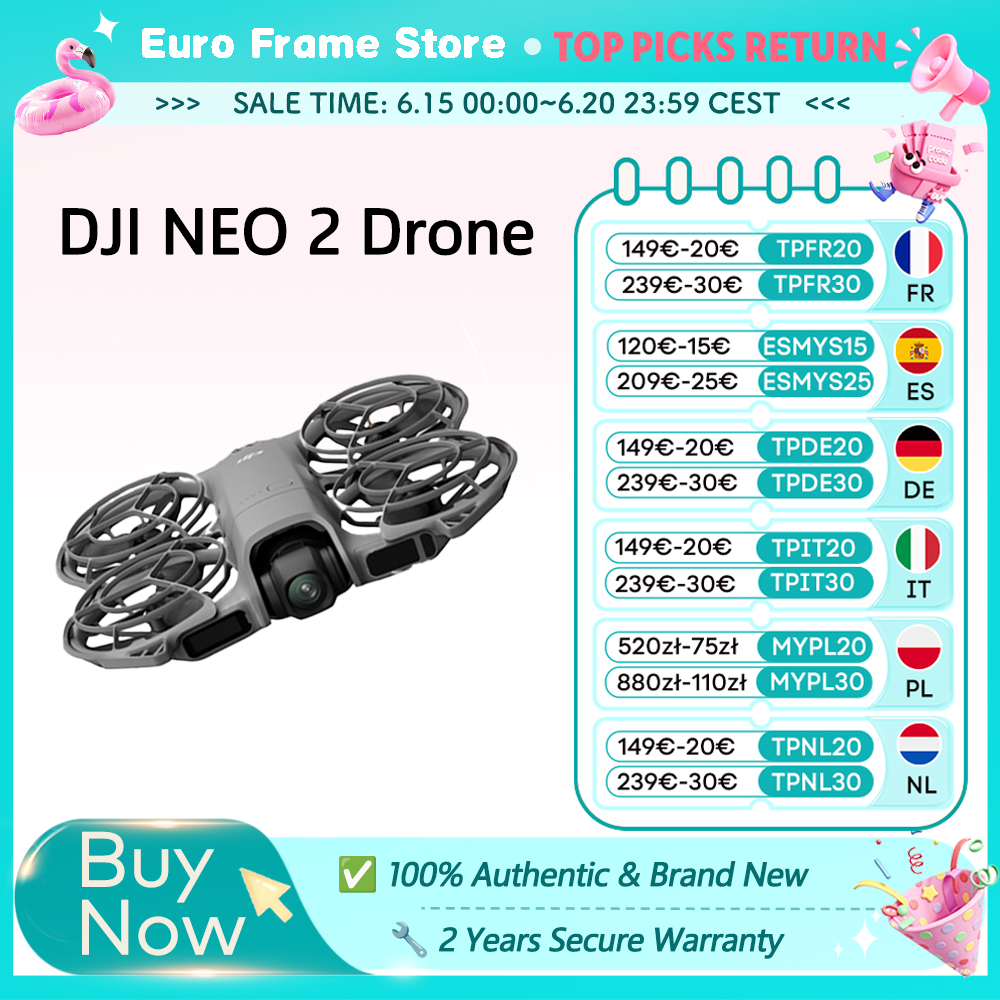 DJI Neo2 Drone Fly 4K Video estabilizado 151g Luz y portátil Protección de hélice de cobertura total