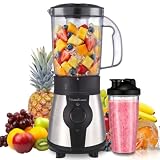 Moulinex Blend & Go, Batidora de vaso de 300 W, Jarra de 1,3 L, Compacta, 4 cuchillas extraíbles