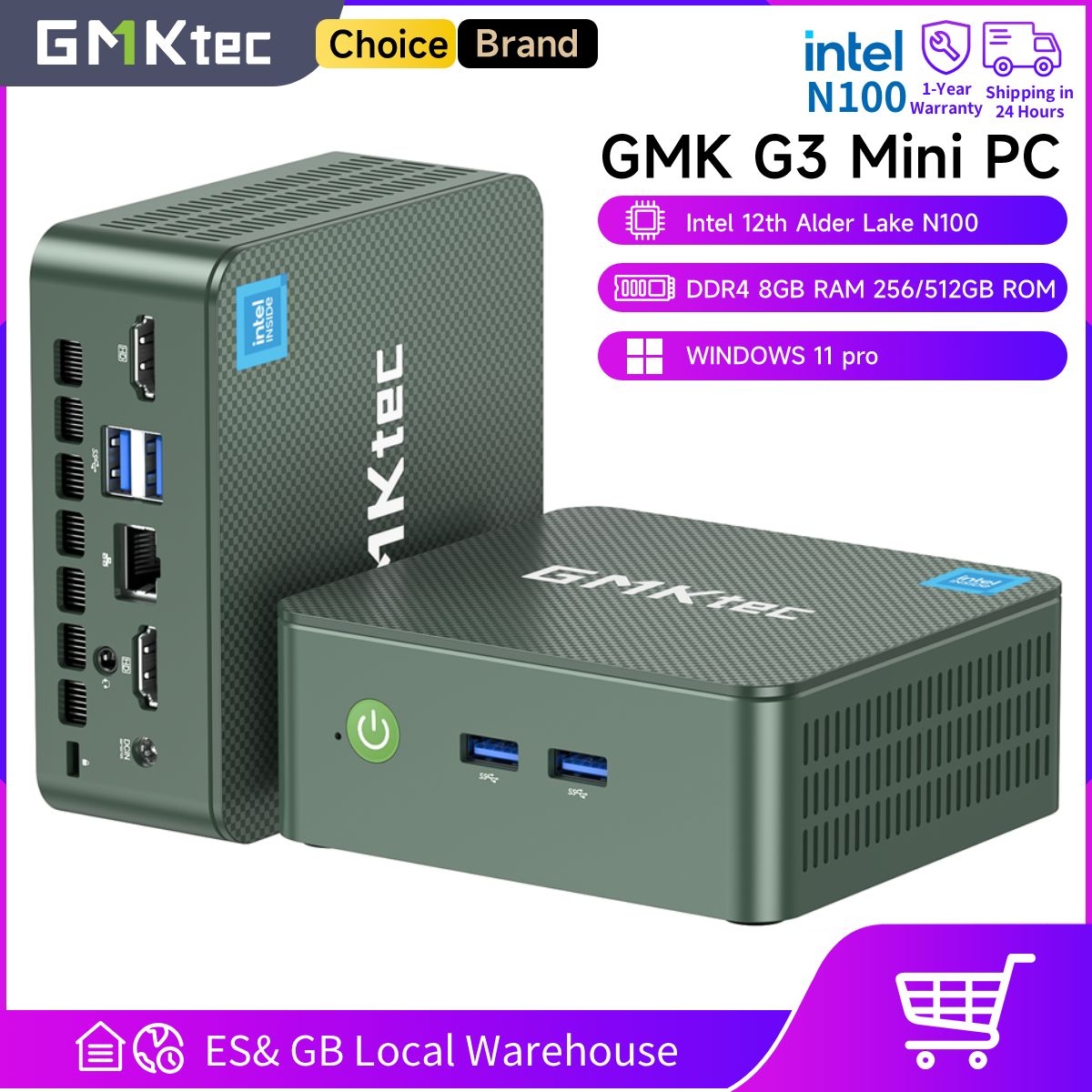 Mini PC GMKtec G3 con Intel Alder Lake N100 Windows 11 Pro 8/16GB RAM 256/512GB PCIe M.2 SSD WiFi 6