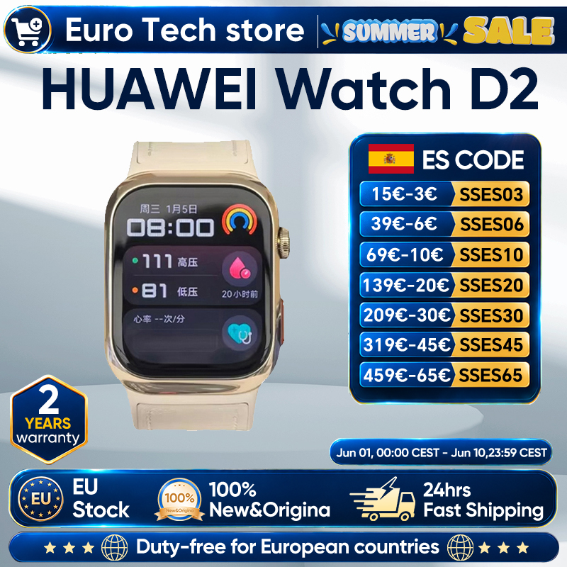 HUAWEI D2 pantalla AMOLED 1,82", ECG, monitoreo de sueño, salud familiar, Bluetooth, llamadas, NFC