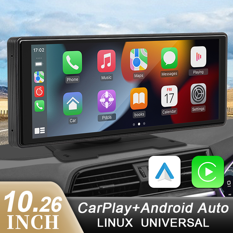 Carplay Hippcron Universal inalámbrica de 10,26" con Carplay Android Auto con Bluetooth AUX USB