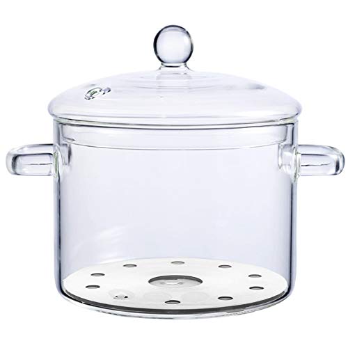 TAMUME Cacerola 1,5 L de vidrio con tapa, para inducción (colocar placa dentro de la olla)