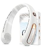 Ventilador de Cuello- Ventilador Cuello USB Recargable Máx 15H, Ajustable al Cuello, Pantalla